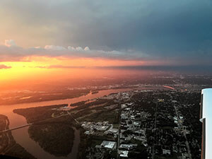 Crossing the Mississippi at Sunset